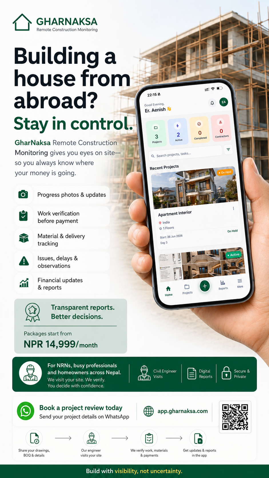 GharNaksa remote construction monitoring service overview