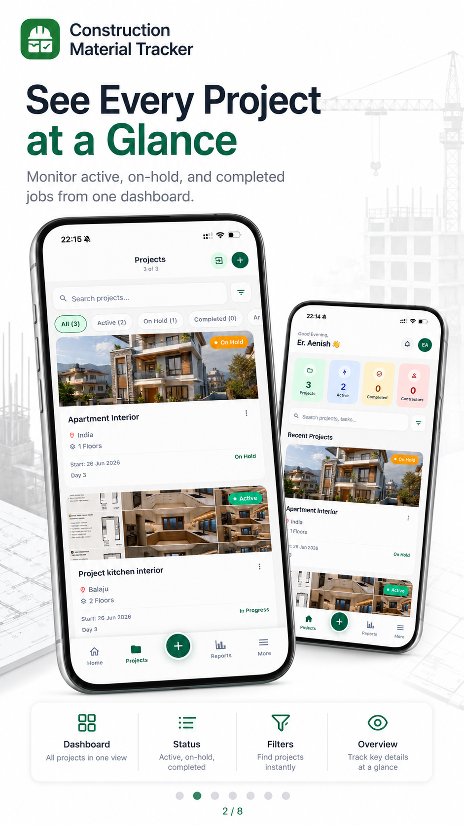 GharNaksa projects list for creating and managing construction sites